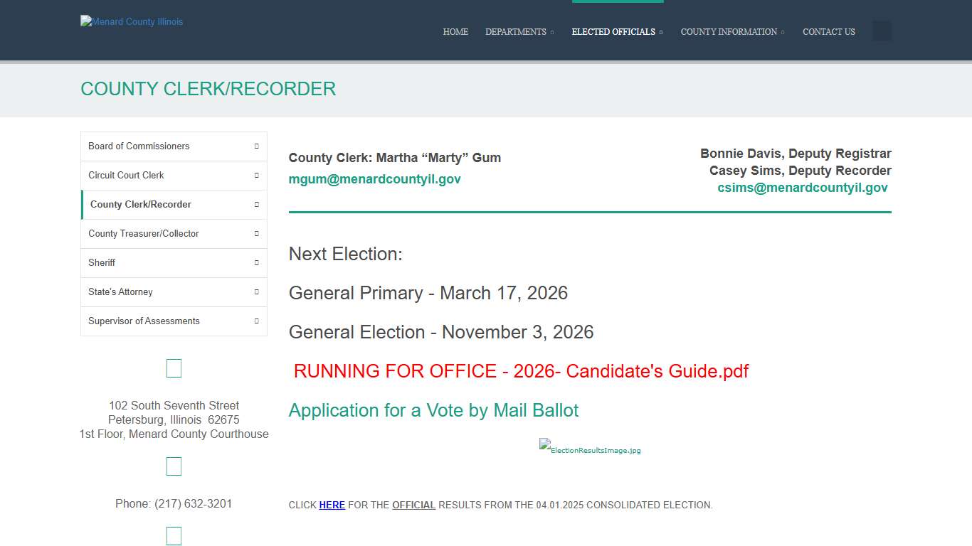 Menard County IL :: County Clerk/Recorder