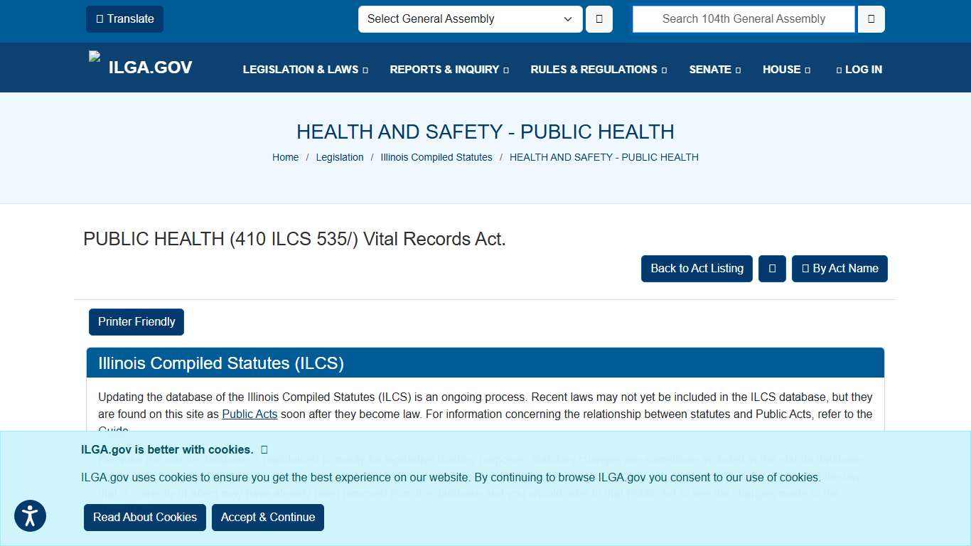 Illinois General Assembly - HEALTH AND SAFETY - PUBLIC HEALTH